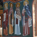 pictura bizantina   Fresca Alba Iulia vedere  Sf. Cuv. Antonie cel Mare Sf. Cuv.  Paisie cel Mare  Sf. Cuv. Visarion  Sf. Cuv. Sofronie