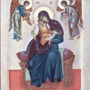 Icoana pe lemn de tei Maica Domnului, pictura bizantina
